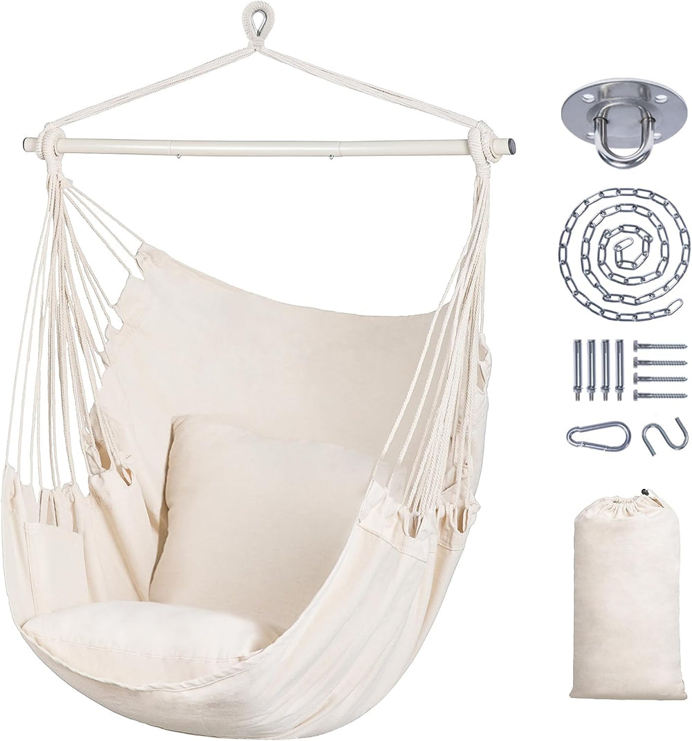Hammock Chair Hanging Rope Swing Seat-Max 450lbs Capacity, Extra Large Hangin...