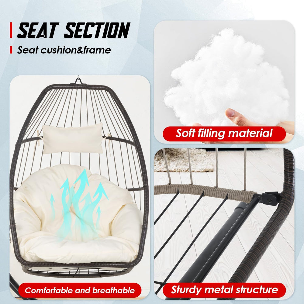 Egg Hanging Chair with Stand Hammock Chair Wicker Basket Chair Hanging Patio ...