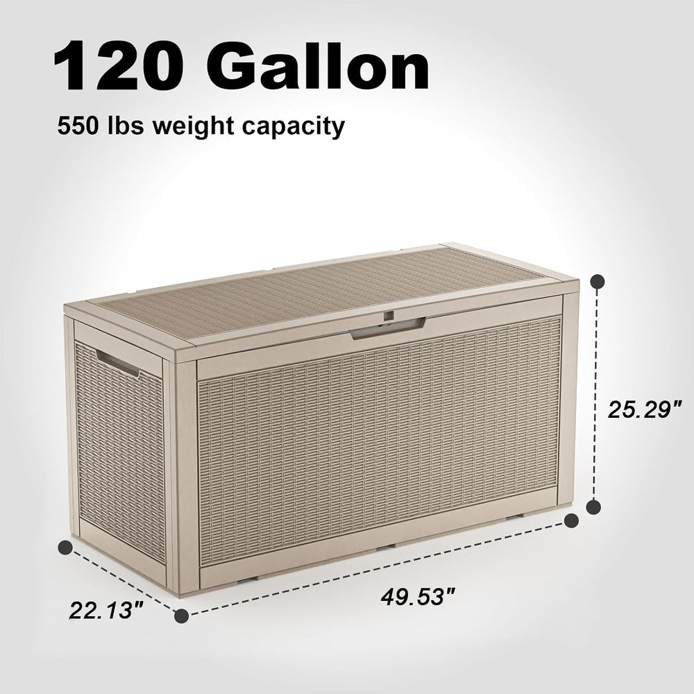 EasyUp 120 Gal Deck Box Waterproof Outdoor Storage Box Gray