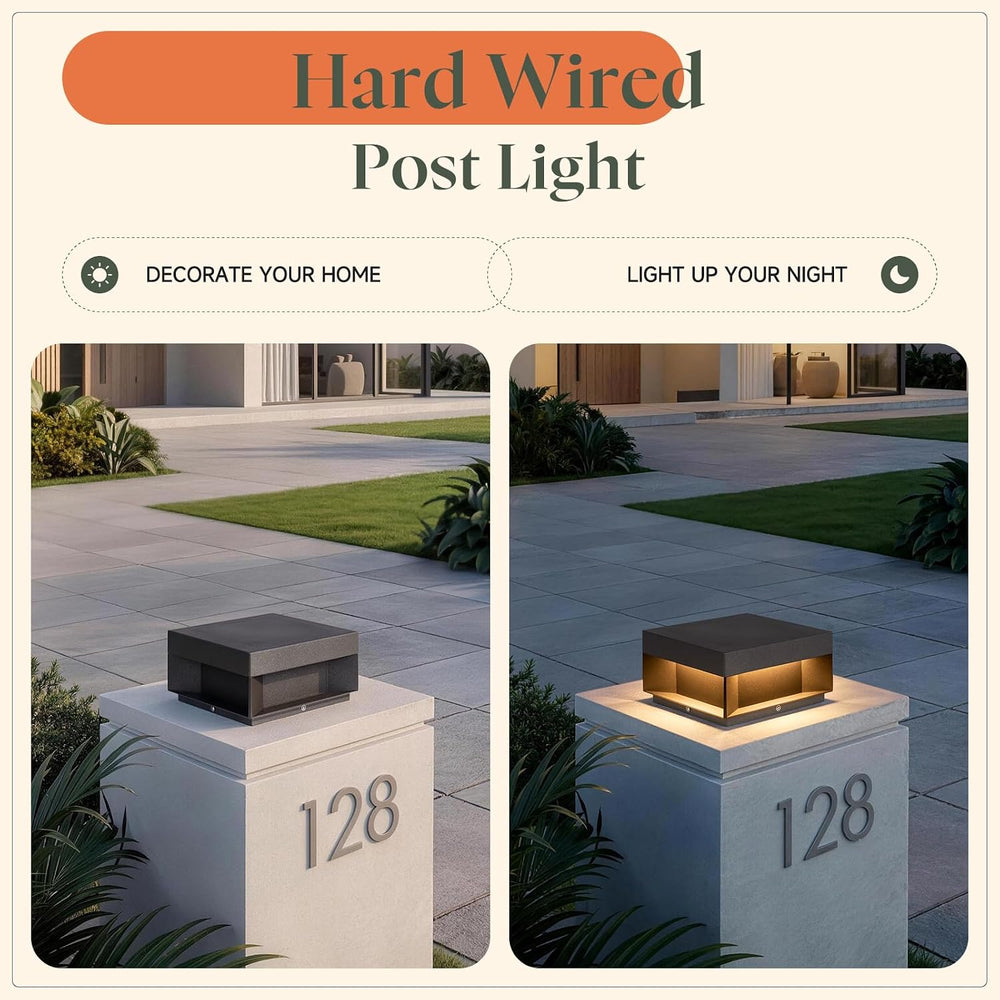 8'' Outdoor Post Lights Hard Wired, AC100-240V Pillar Lights Outdoor