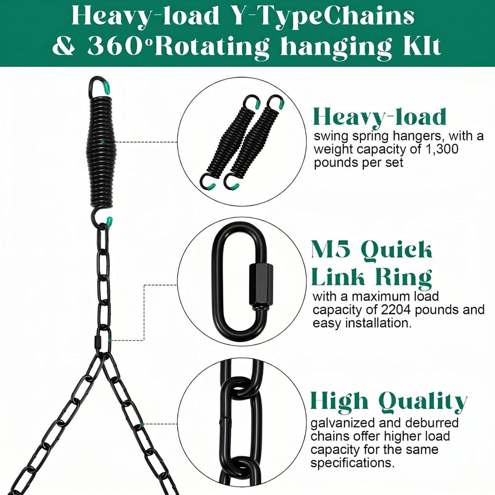Heavy Duty Porch Swing Hanging Kit with Springs, 1500 Lbs Capacity, up to 7.1...