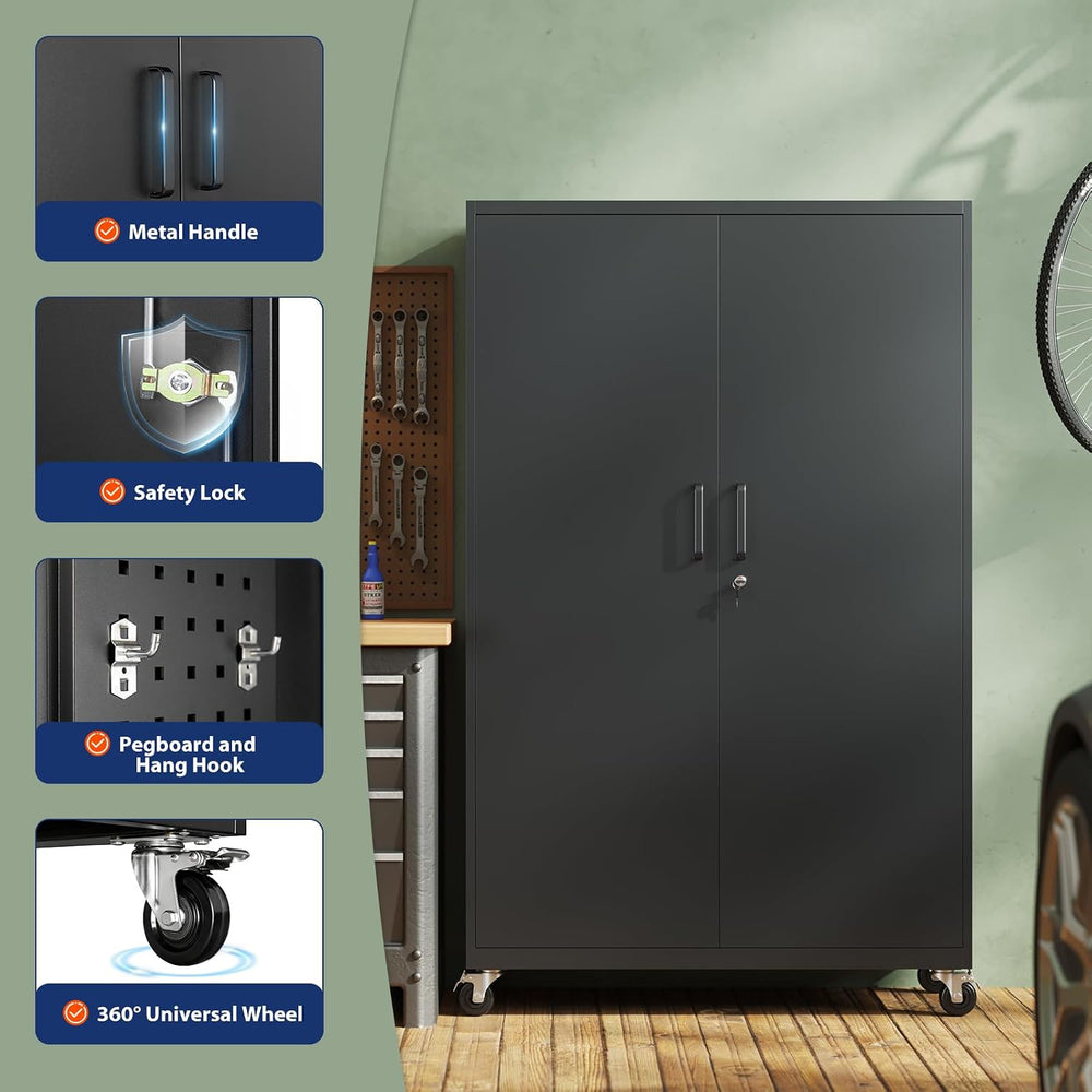 Yizosh Metal Garage Storage Cabinet with Locking Doors and Adjustable Shelves...