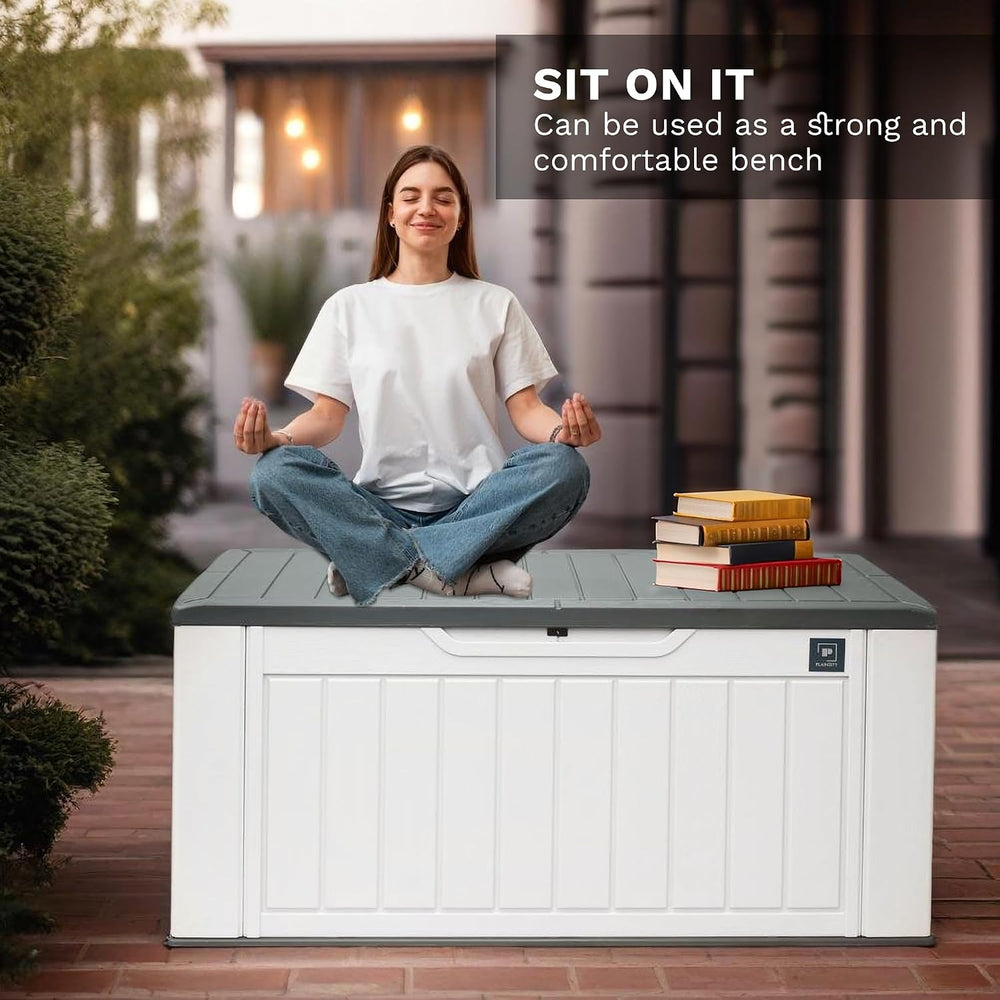 230 Gallon Large Deck Box, Durable Waterproof Resin Deck Box for Patio Furnit...
