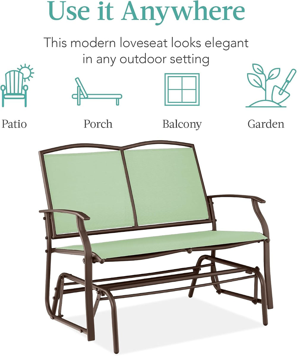 Best Choice Products 2-Person Outdoor Patio Swing Glider Steel Bench Loveseat...