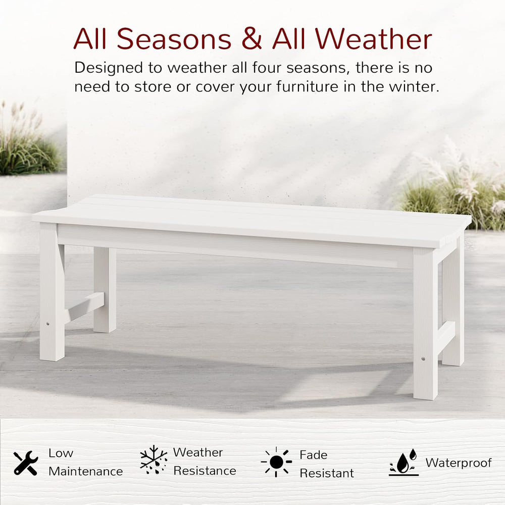 Stoog Outdoor Bench, 2-Person Patio Backless Bench, Outdoor Benches Weatherpr...