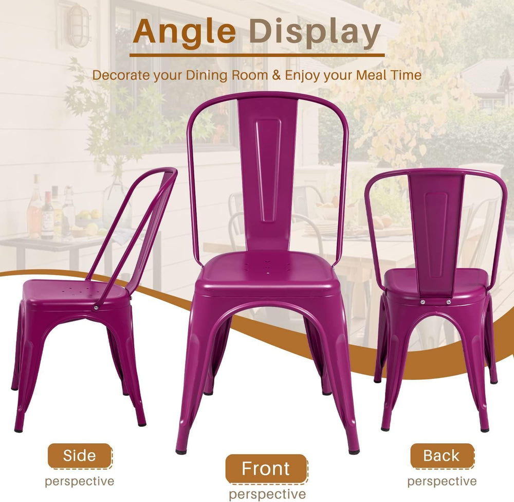 Furmax Metal Dining Chair Indoor Outdoor Use Stackable Classic Trattoria Chai...