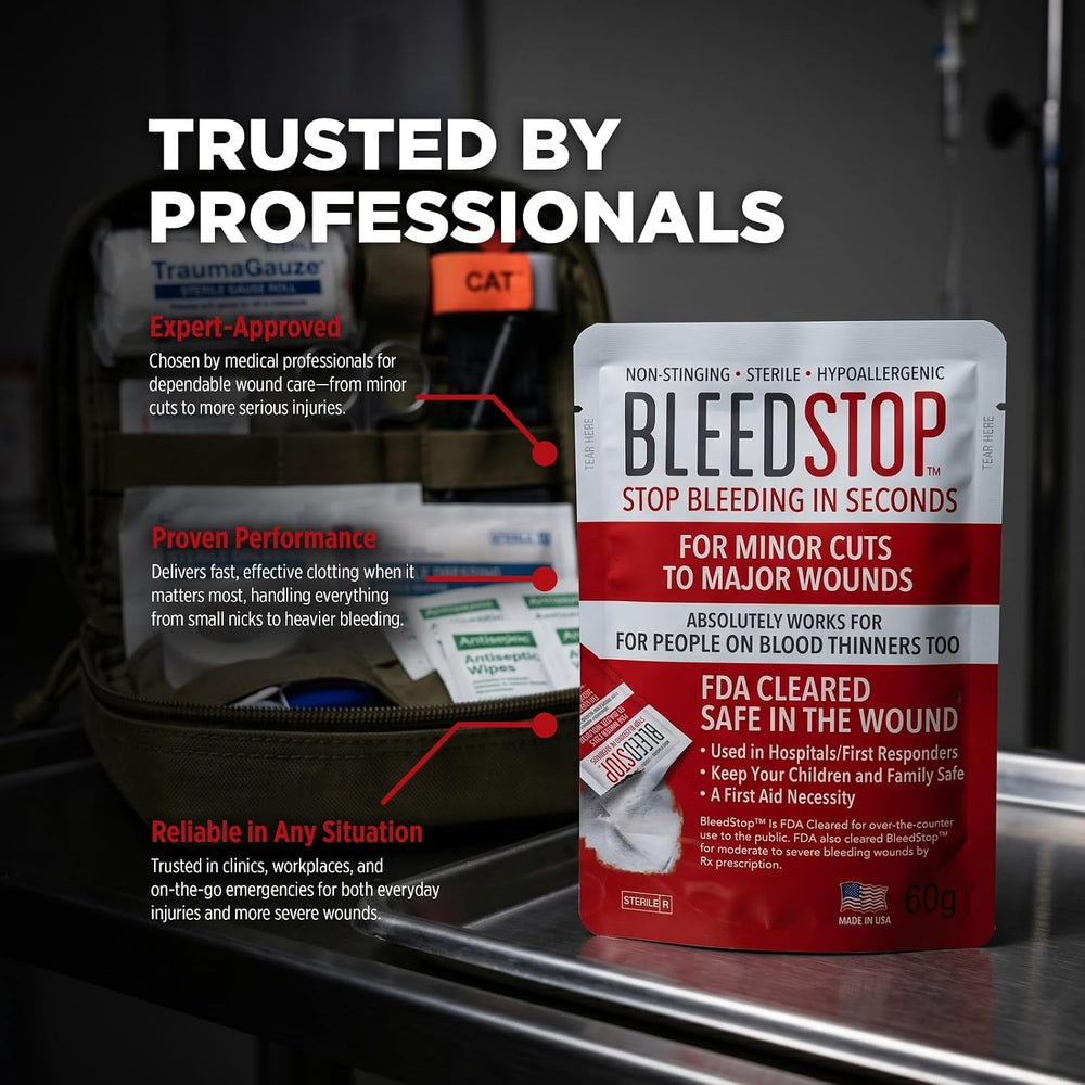 BleedStop™ First Aid Powder for Blood Clotting, Trauma Kit, Blood Thinner Pat...