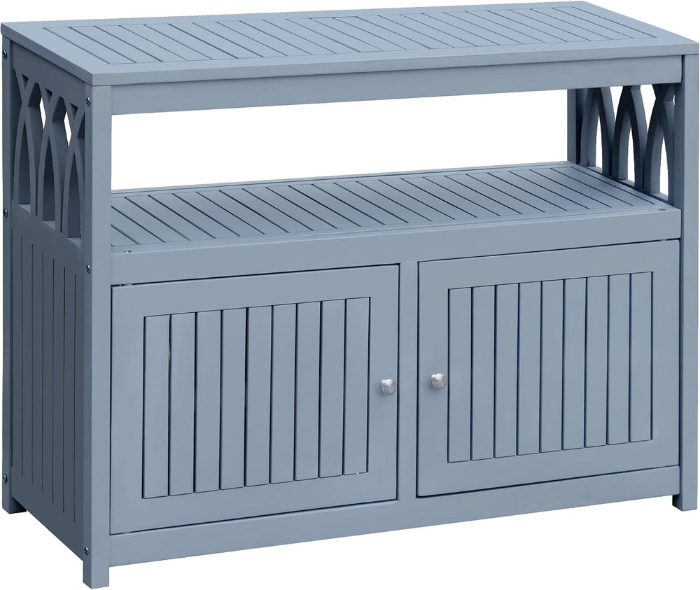 Flamaker Acacia Wood Outdoor Storage Cabinet,Waterproof Potting Table,Gray