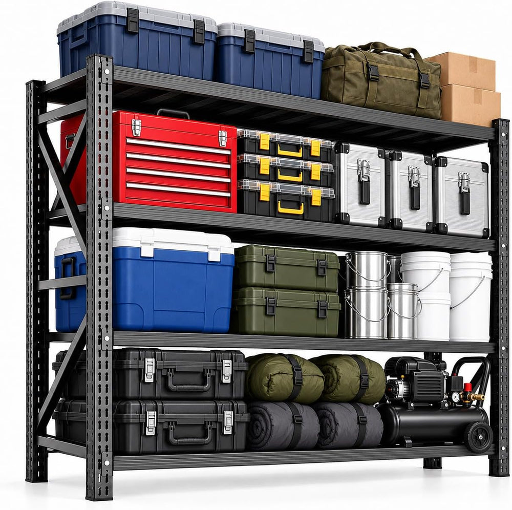 Heavy Duty Garage Shelving, 4-Tier Metal Shelving Unit, 4500 lb