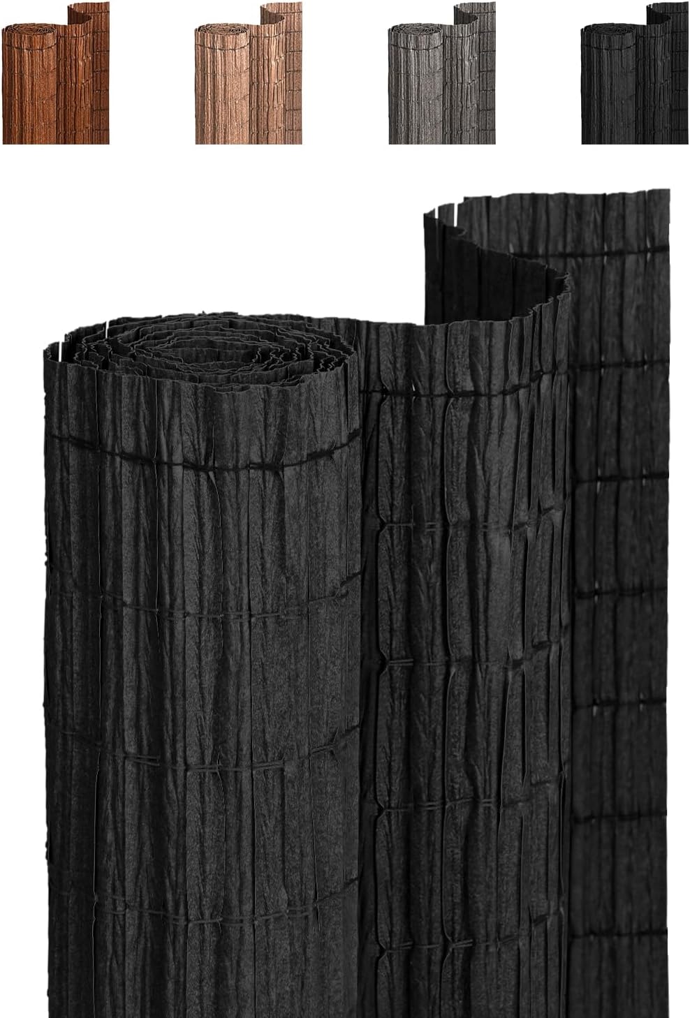 paramondo No Drilling Natural Privacy Fence Screen, Black, 3×10 FT