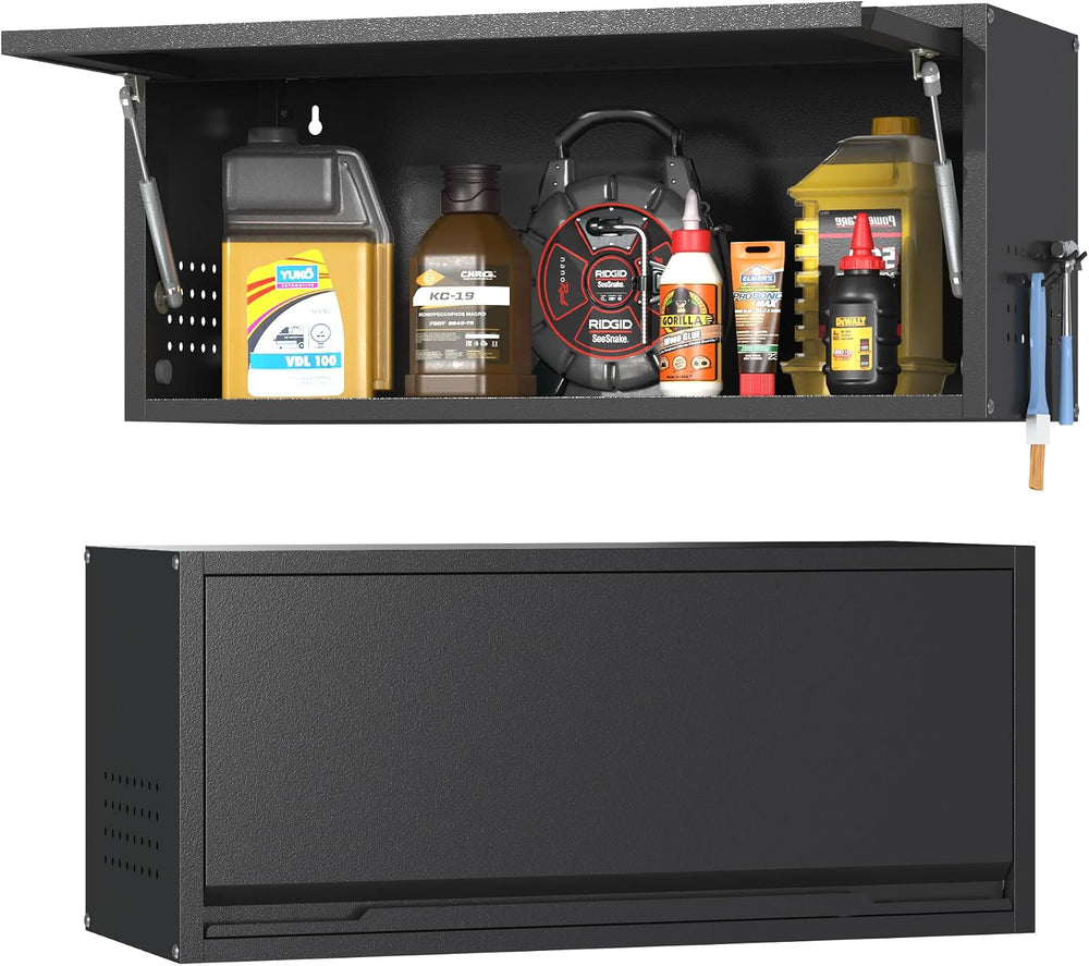 Garage Wall Cabinet, 13.8" H Metal Wall Cabinet with Up-Flip Door