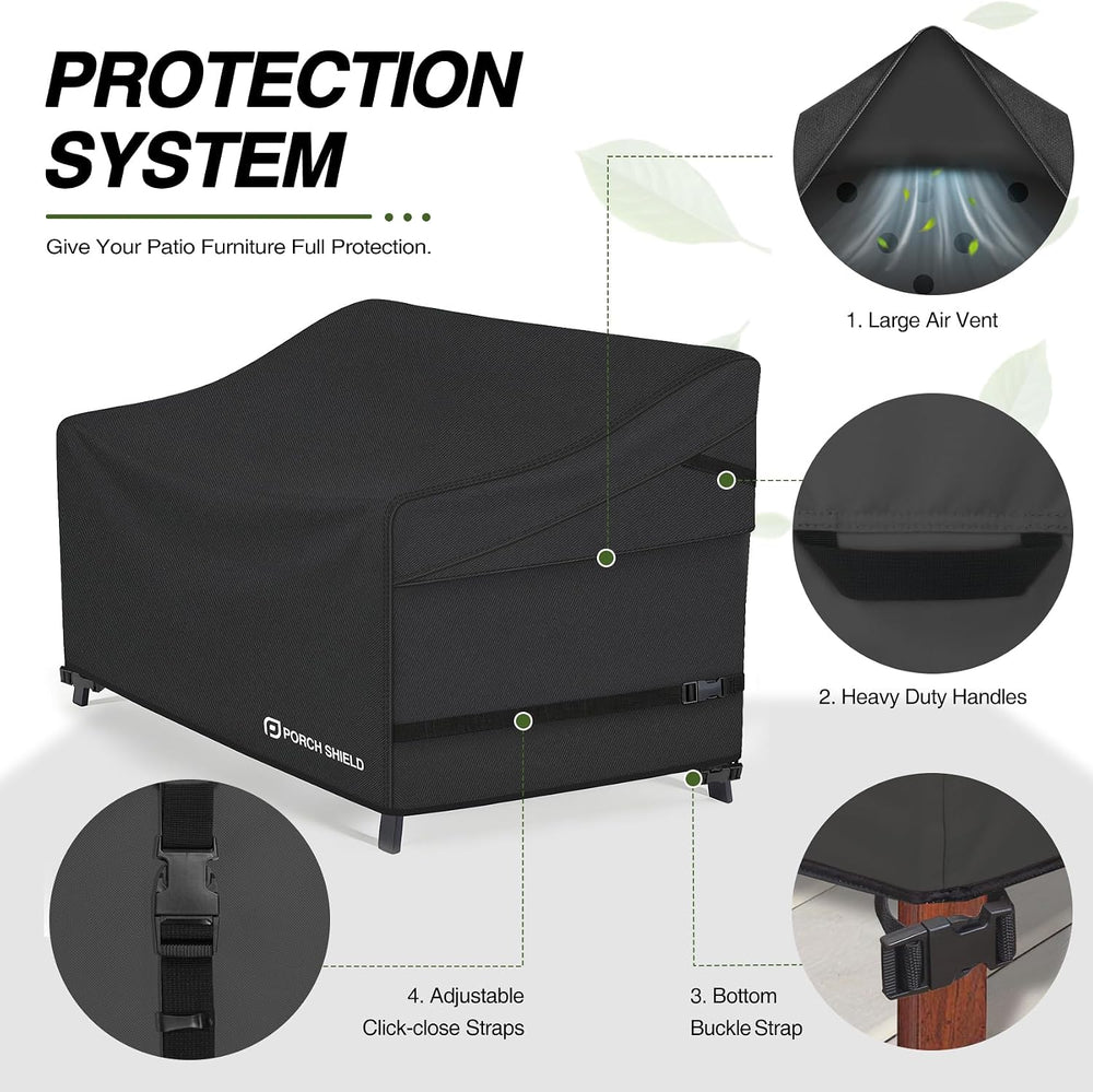 Porch Shield Waterproof Outdoor Sofa Cover 77W x 35D x 35H inch, Black