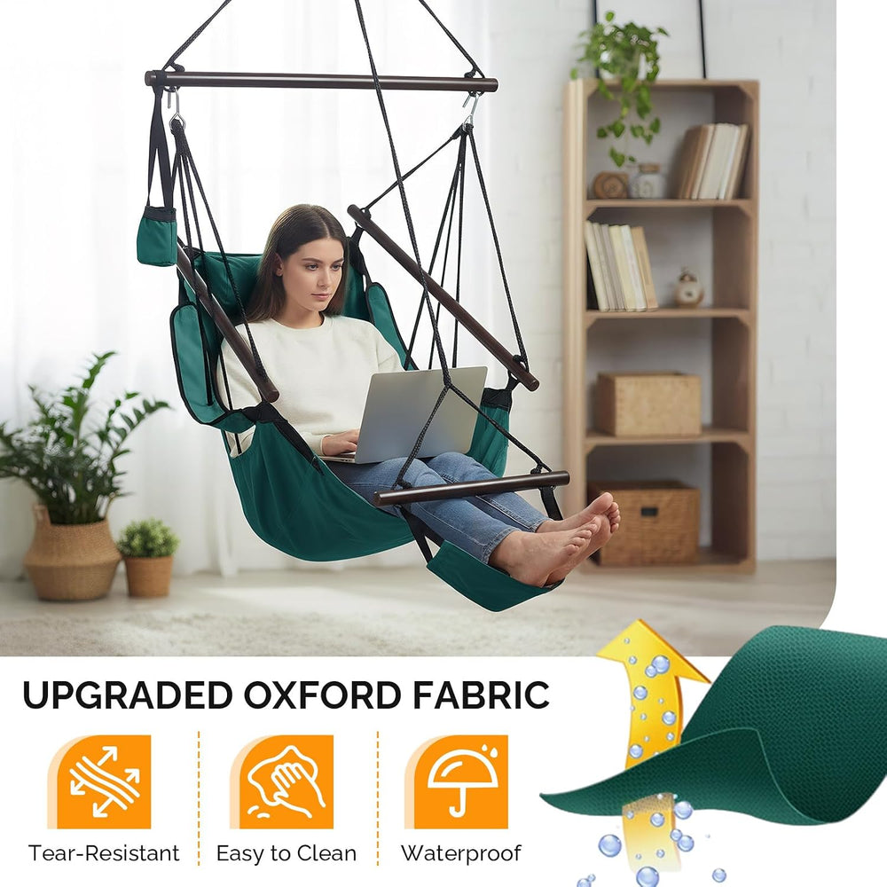 Upgraded Unique Hammock Sky Chair, Air Deluxe Hanging Swing Seat with Rope Th...