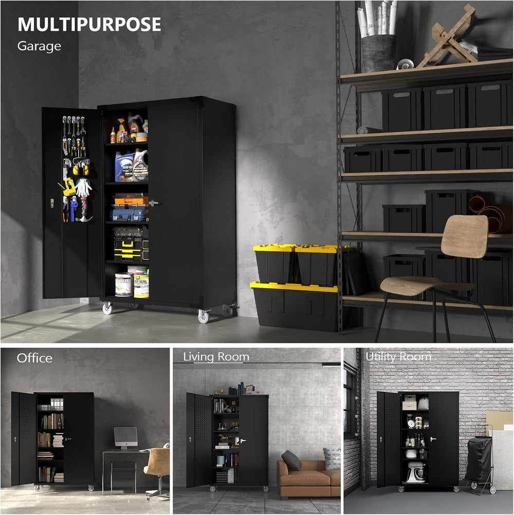 VINGLI Upgraded Wide & Deep Garage Storage Cabinet, Metal Storage Cabinet...
