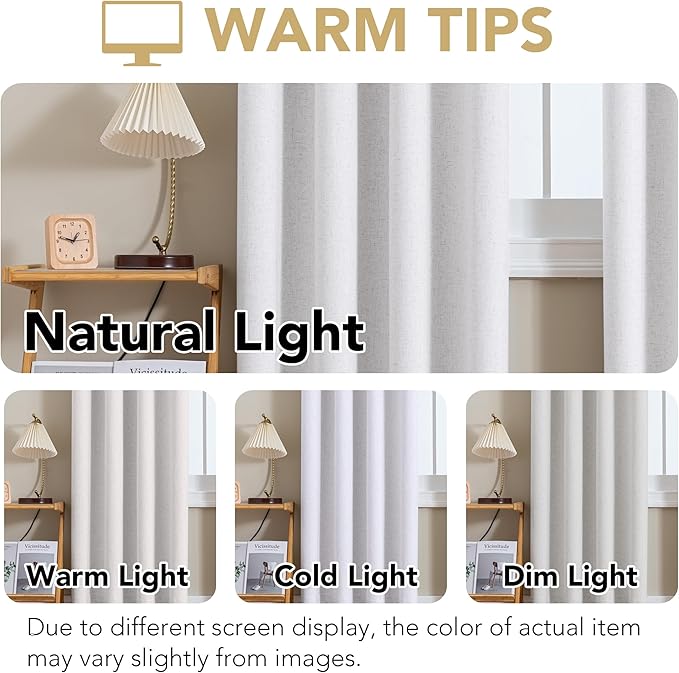 H.VERSAILTEX Linen Curtains 100% Blackout Curtains for Bedroom 108 inch Long ...
