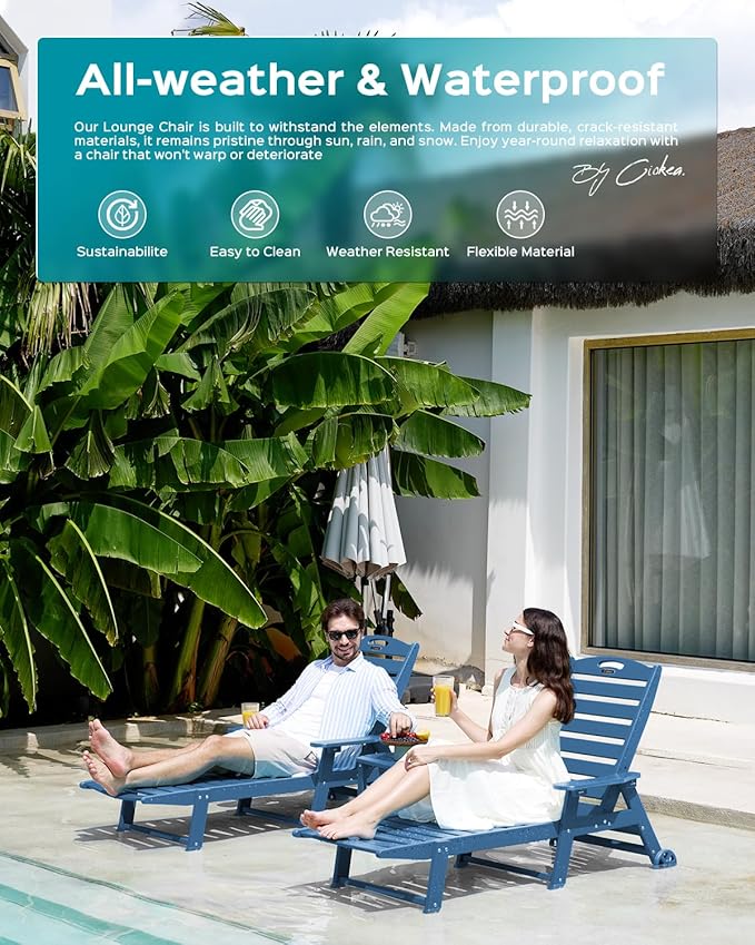 Ciokea Lounge Chair Outdoor, Oversized Chaise Lounge Chair with 5 Positions, ...