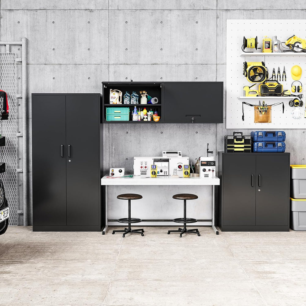 MIIIKO Metal Garage Wall Cabinet with Door and Shelf, Wall Mounted Garage Too...