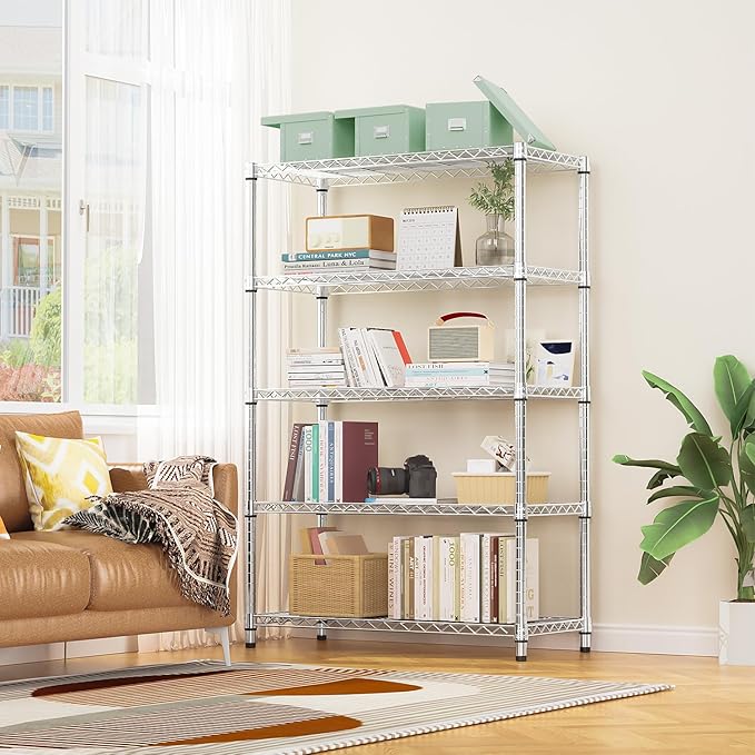 1750 LBS Storage Shelves 5-Tier Utility Shelving Unit Steel Organizer Wire Ra...