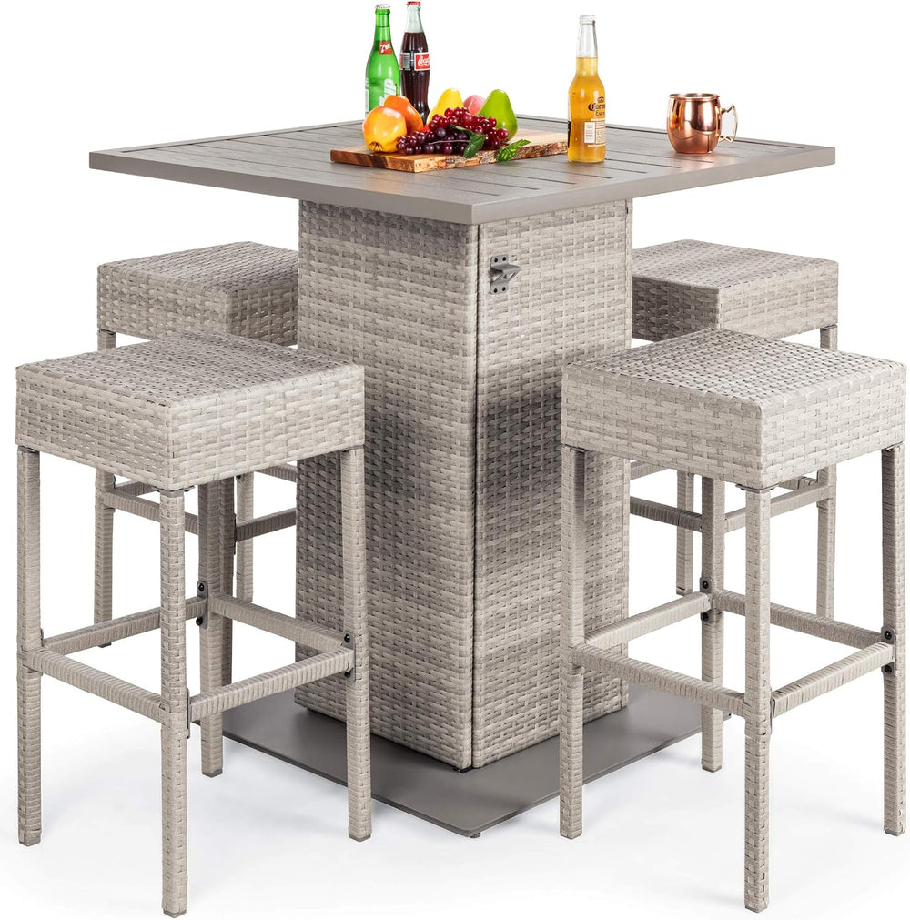 Best Choice Products 5-Piece Outdoor Wicker Bar Table Set for Patio, Poolside...