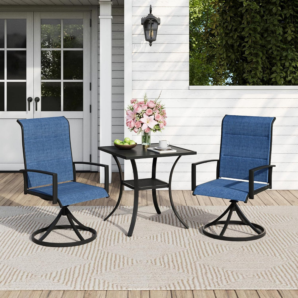 Outdoor Dining Set for 2, 28" Metal Square Outdoor Dining Table and Padd...