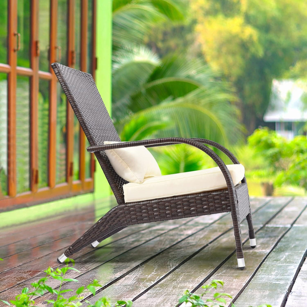 Outdoor Patio Wicker Adirondack Chair Outside Fire Pit Chairs Oversized Comfy...