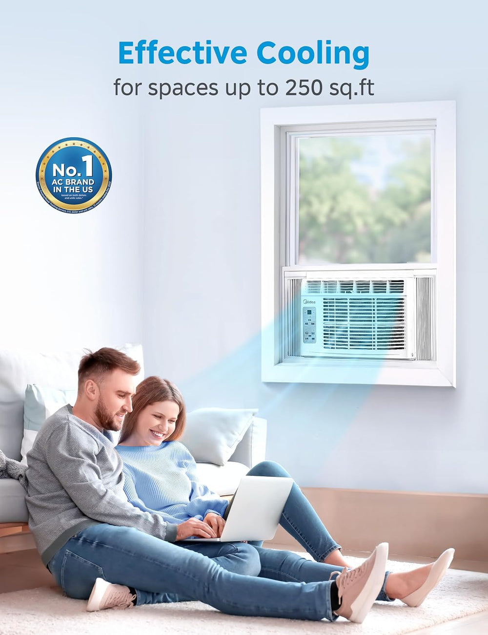 Midea 6,000 BTU Window Air Conditioner, 3-in-1 Cool/Fan/Dehumidifier Window A...