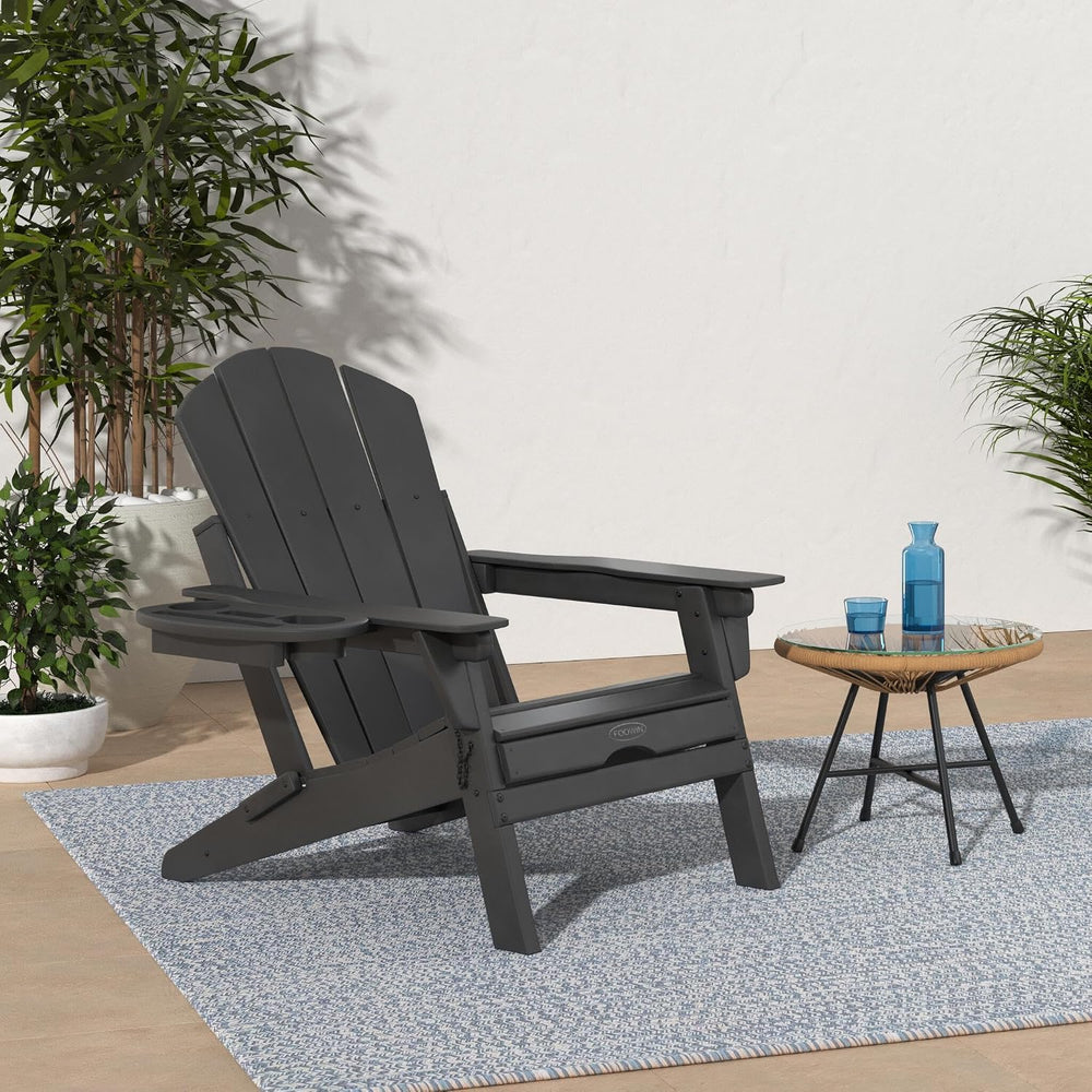 FOOWIN Folding Adjustable Adirondack Chair with Ottoman Set of 2