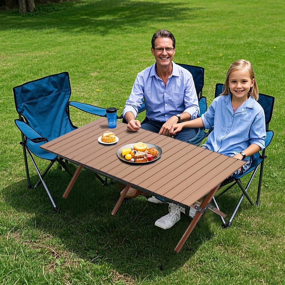 Camping Table High Load Bearing Metal Folding Portable Picnic Table for Outdo...