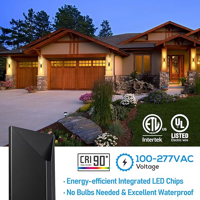 LEONLITE 5CCT Dimmable LED Up Down Wall Light, 100-277V, CRI 90+, IP65 Waterp...