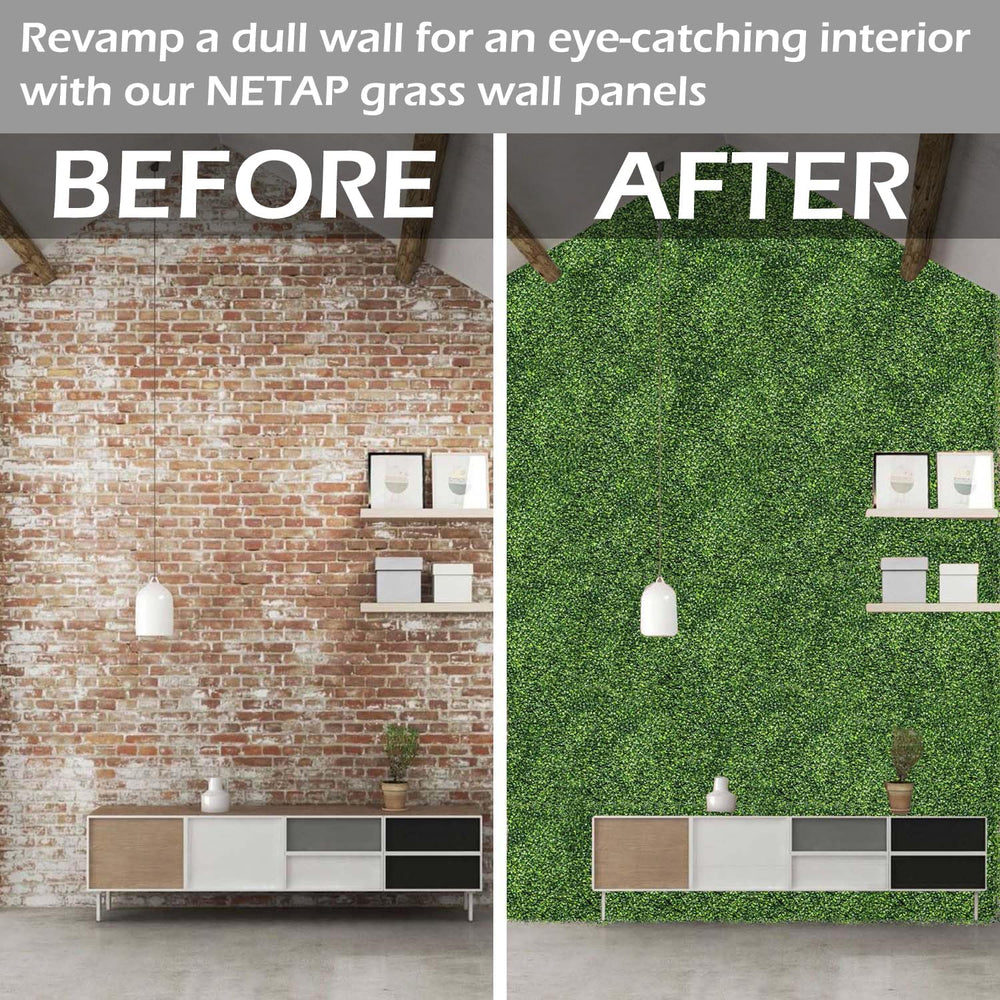 NETAP Grass Wall Panels, 20"x20", 8PCS Artificial Boxwood Wall Panels