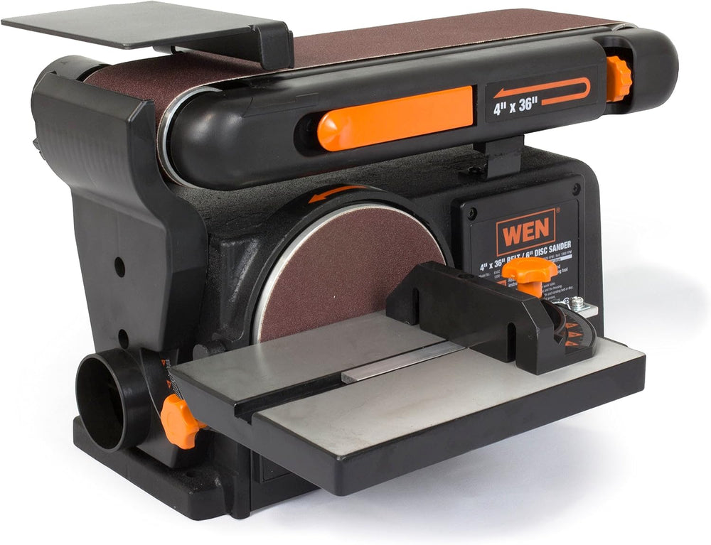 WEN Benchtop Belt and Disc Sander with 4 x 36 in. Belt, 6 in. Disc and Cast I...