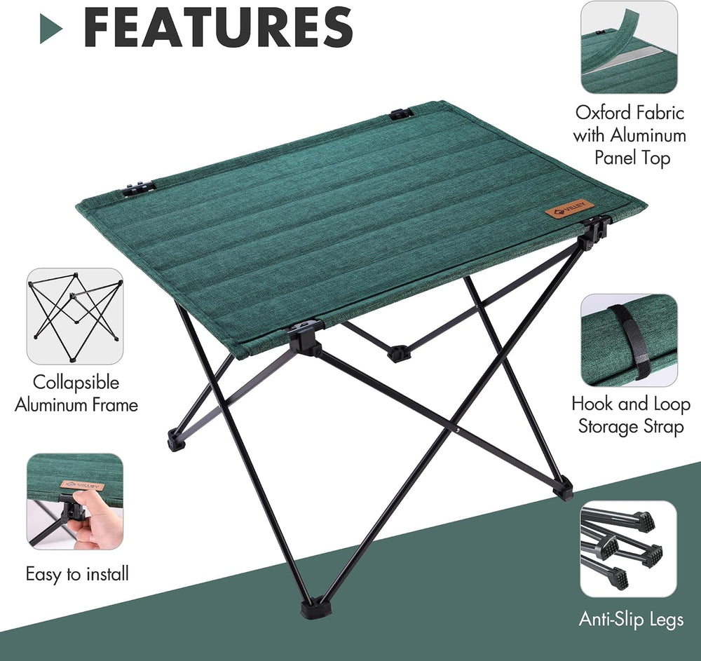 VILLEY Folding Camping Table, Portable Lightweight Table with Carry Bag