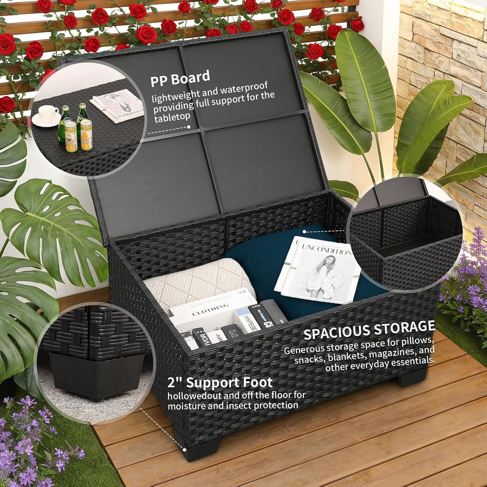 Rattaner Patio Furniture Set 6 Pieces Couch Outdoor Chairs Coffee Table Peaco...
