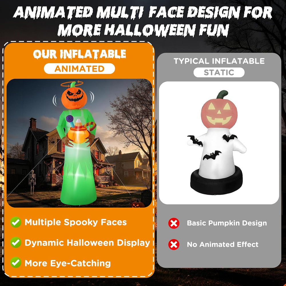 Elegear 10FT Animated Halloween Inflatable with Rotating Pumpkin Head