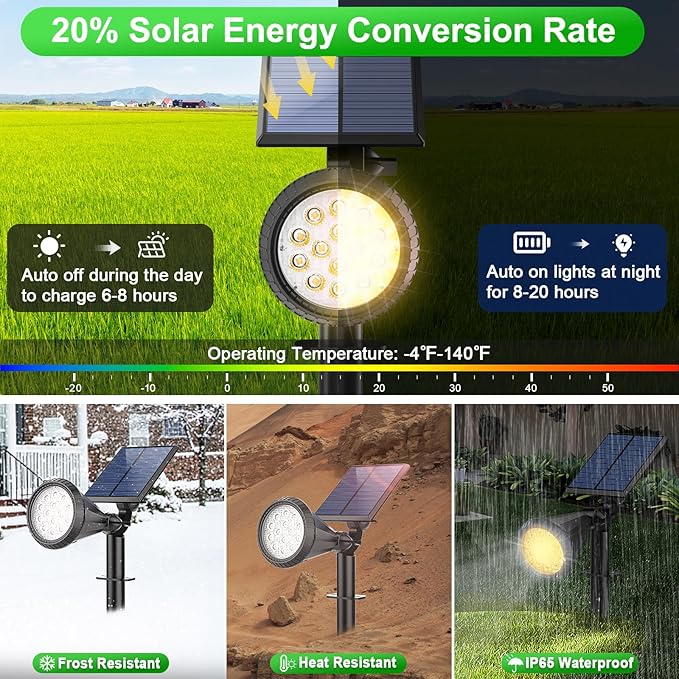 8 Pack Solar Spot Lights Outdoor Waterproof 180 Adjustable Solar Powered Land...