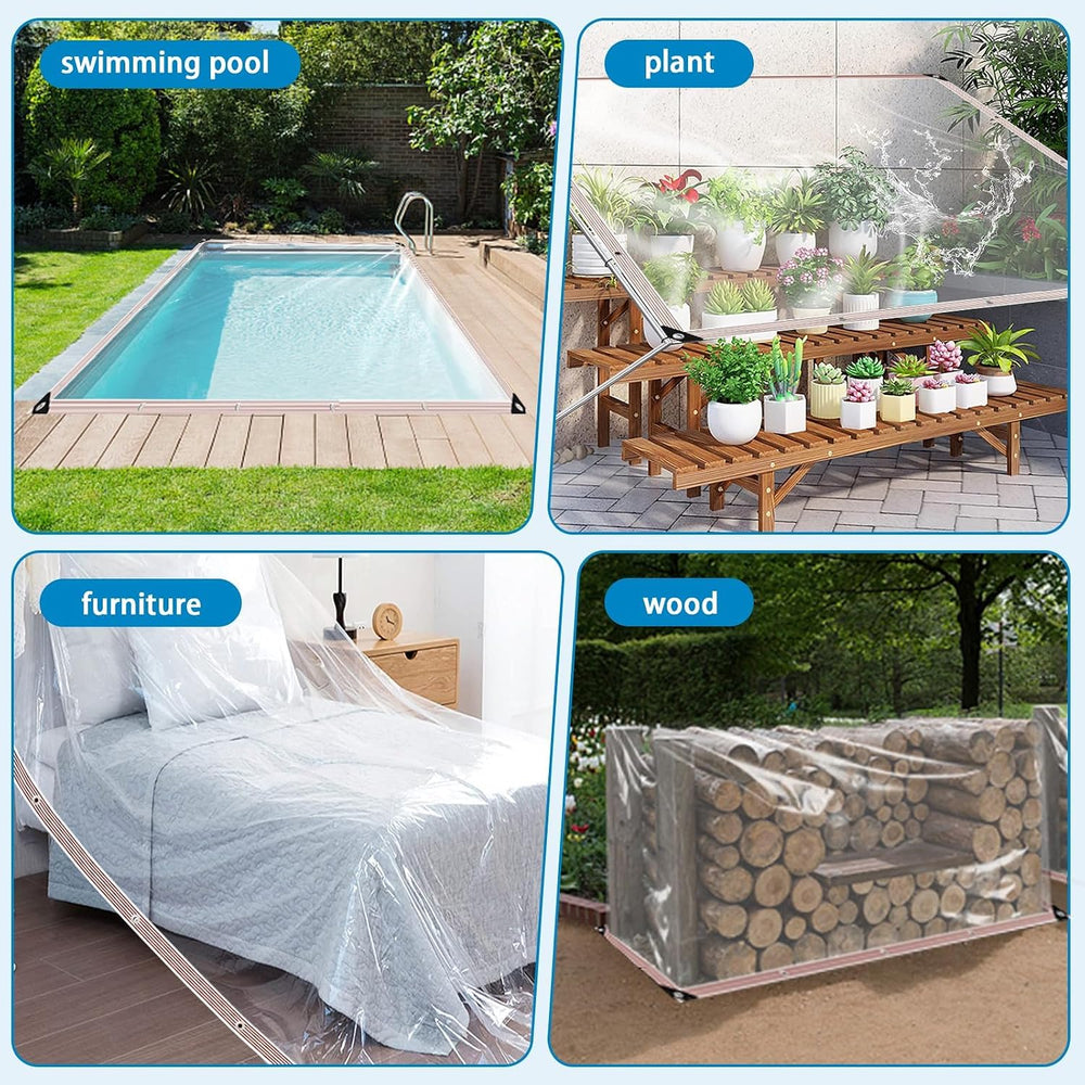 Clear Vinyl Tarp 8x12ft,10 Mil UV Resistant Waterproof Cover