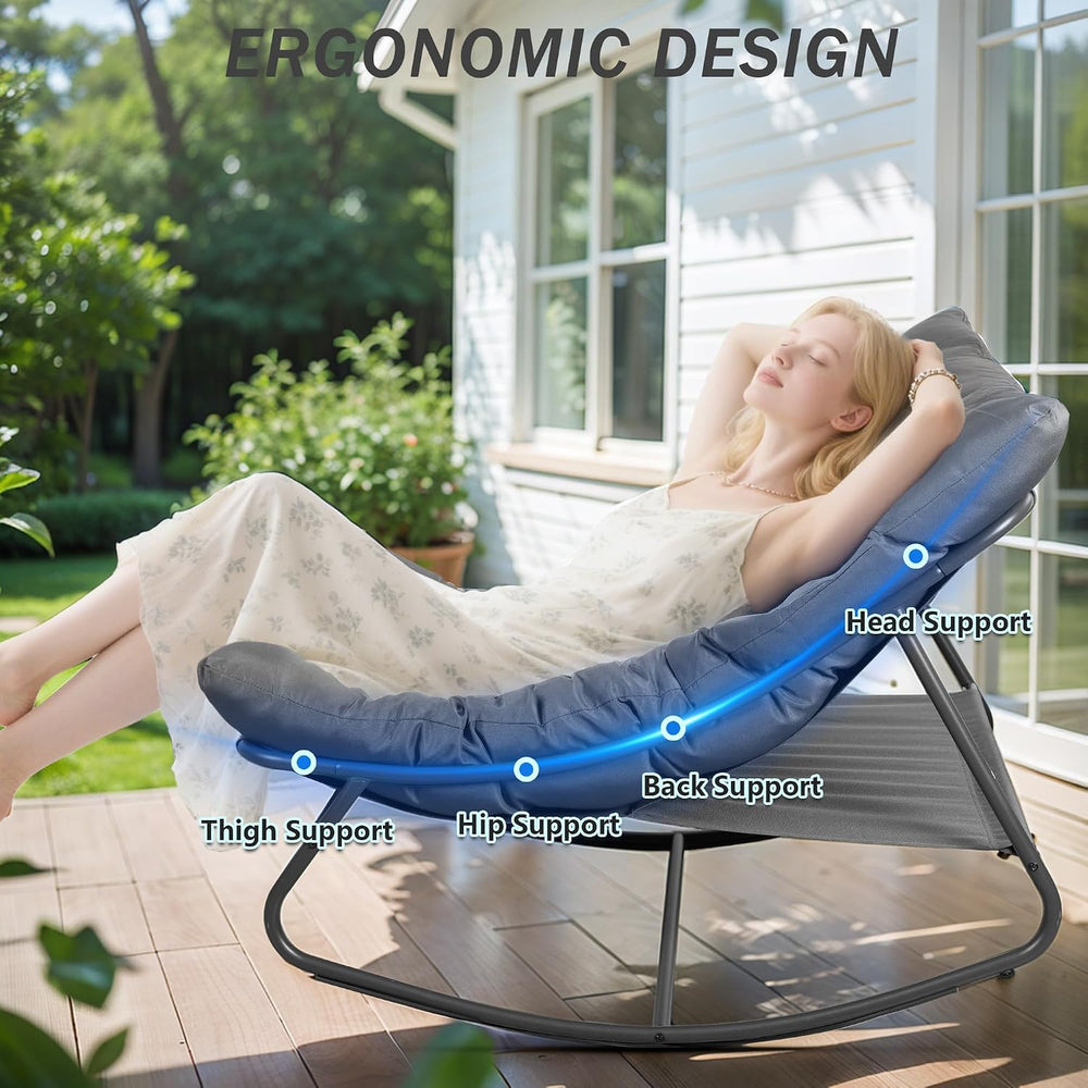 Outdoor & Indoor Oversized Rocking Chairs Set of 2 with Thick Cushions