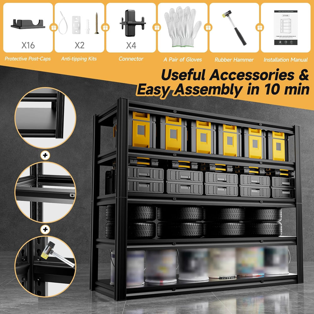 5-Tier 60" W x 20" D x 72" H Garage Shelving Metal Storage Rac...