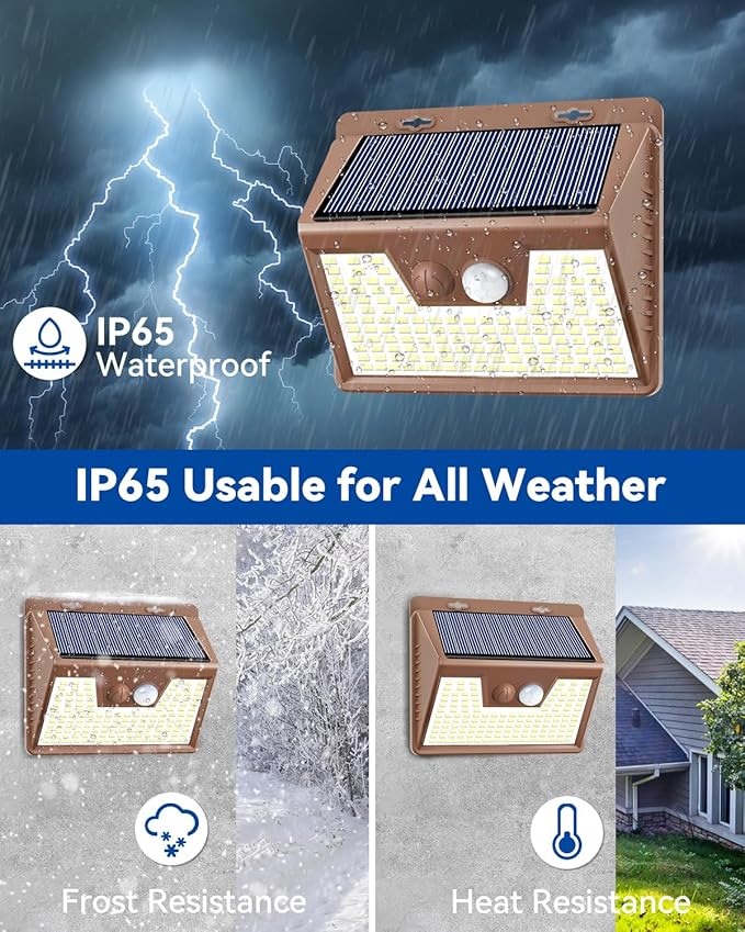 Peasur Brown Solar Lights Outdoor Motion Sensor 8 Pack, Ultra-Bright 3 Mode 1...