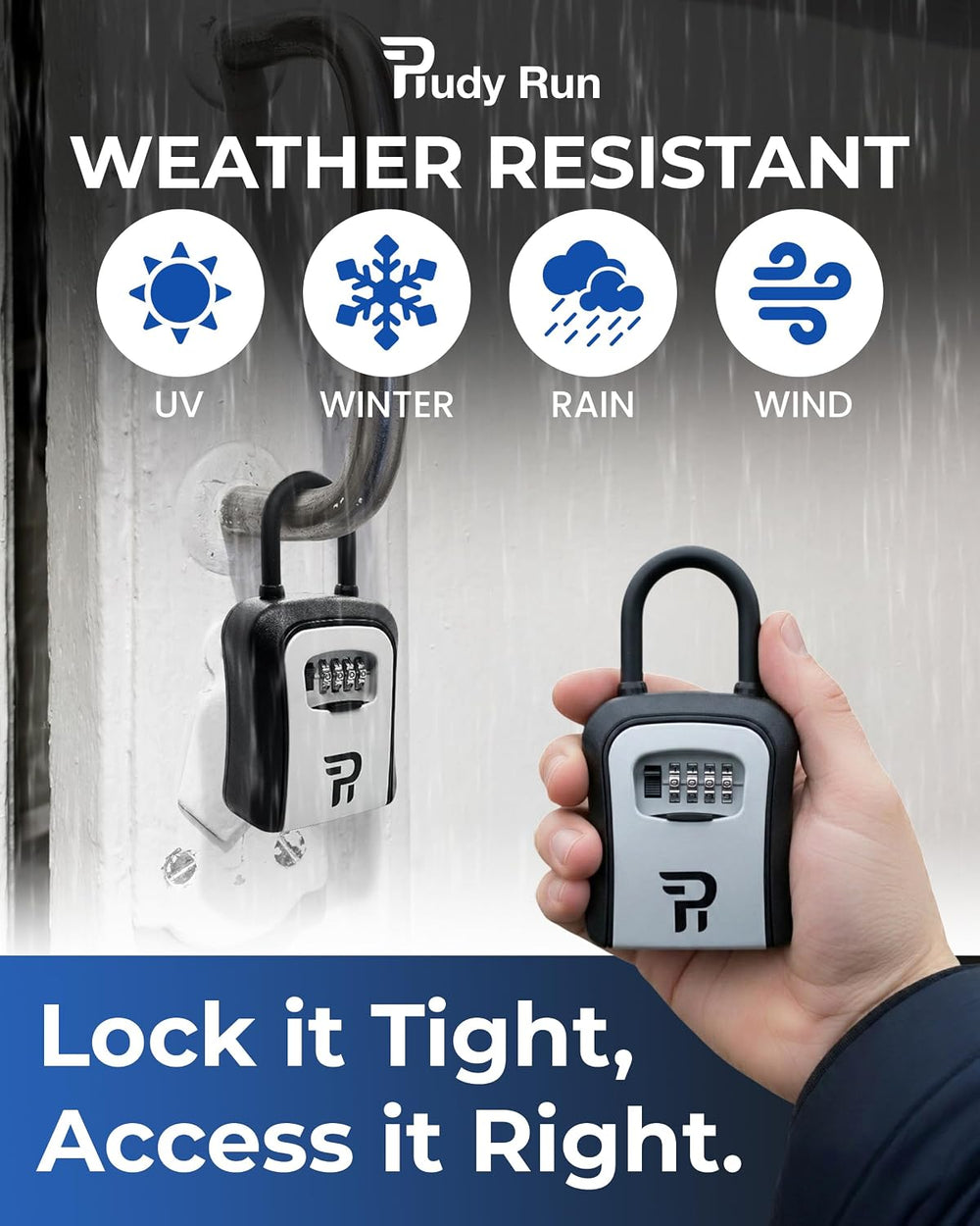 Rudy Run Key Lock Box for Outside – Large Outdoor Lockbox for Keys with Code,...