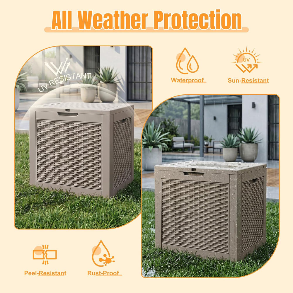 Outdoor Storage Box, 42 Gallon Waterproof Resin Patio Deck Box