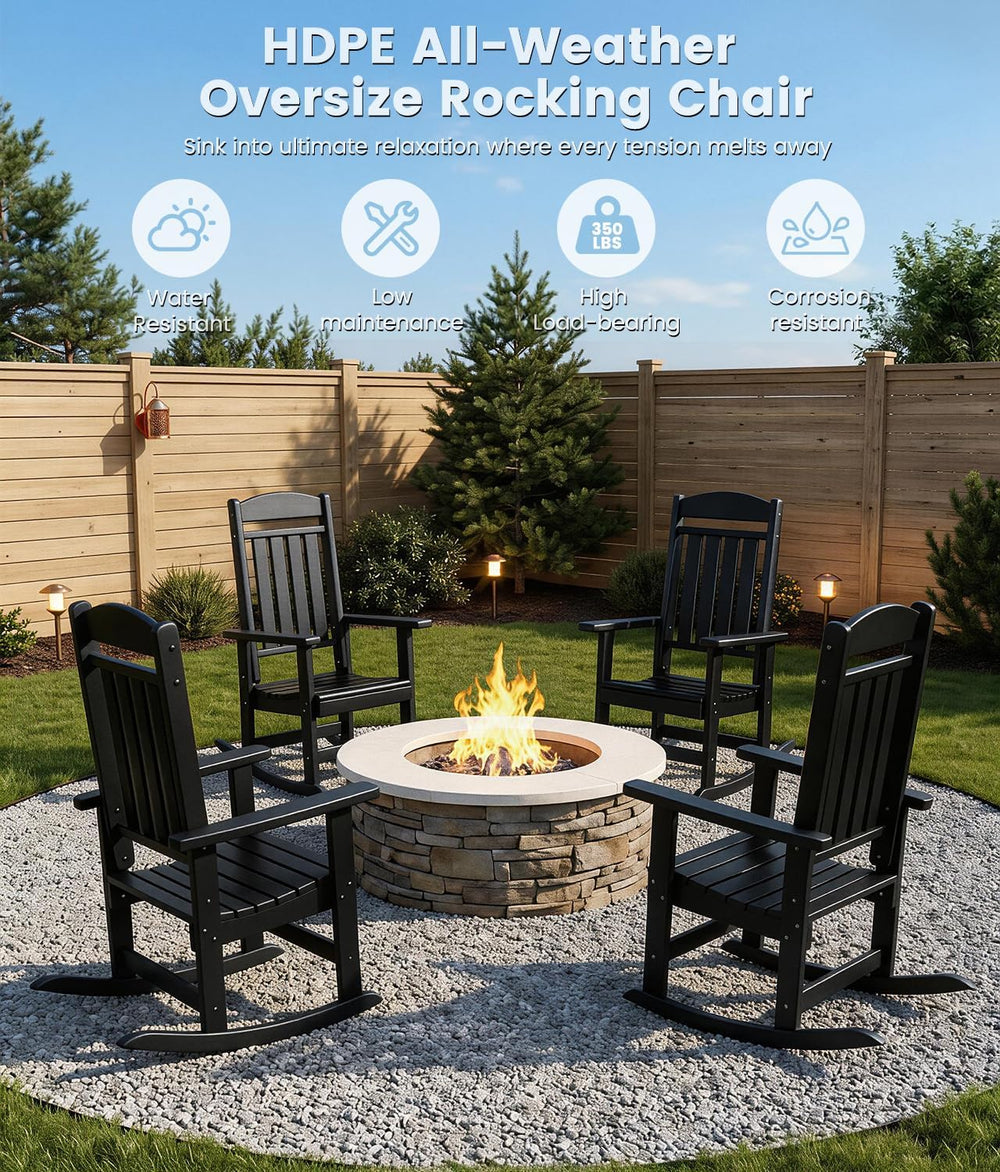 FOOWIN Outdoor Rocking Chair Set of 2, Oversized Rocking Chair Outdoor