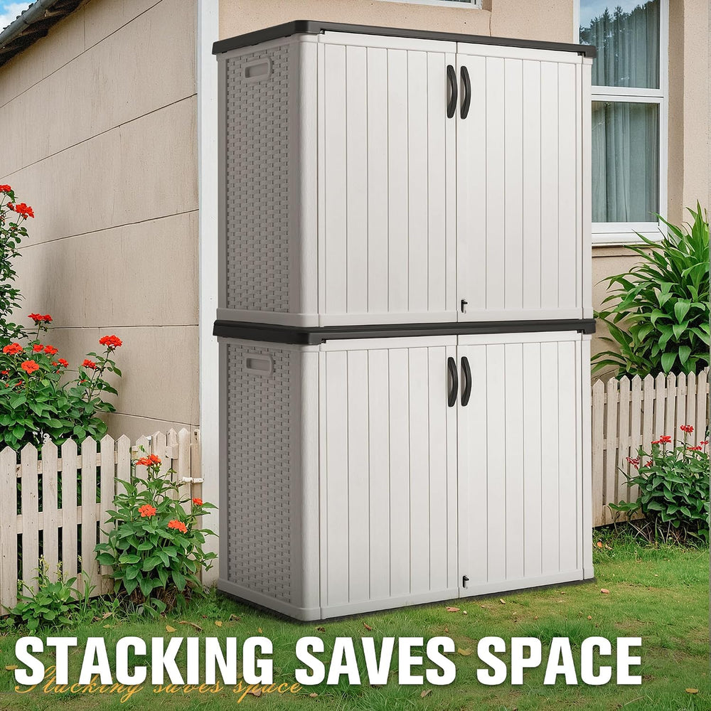 Greesum 26 CUFT Outdoor Storage Cabinet with 2 Lockable Doors, White
