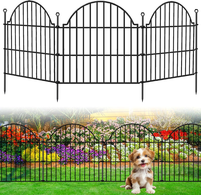 10 Panels No Dig Decorative Outdoor Garden Fence, 24in (H) x20ft (L)