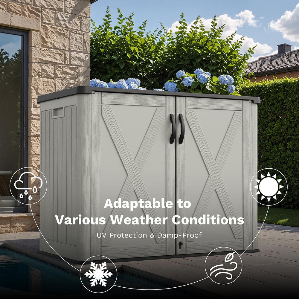 Greesum 26 Cuft Outdoor Storage Box with Lockable Doors, Beige