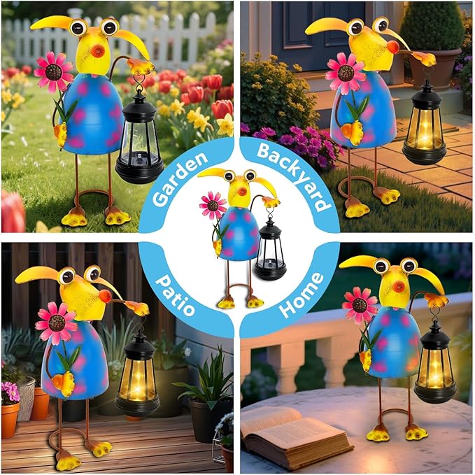 Garden Decor Dog Solar Statues, Unique Garden Statues Dog with Solar Lantern ...