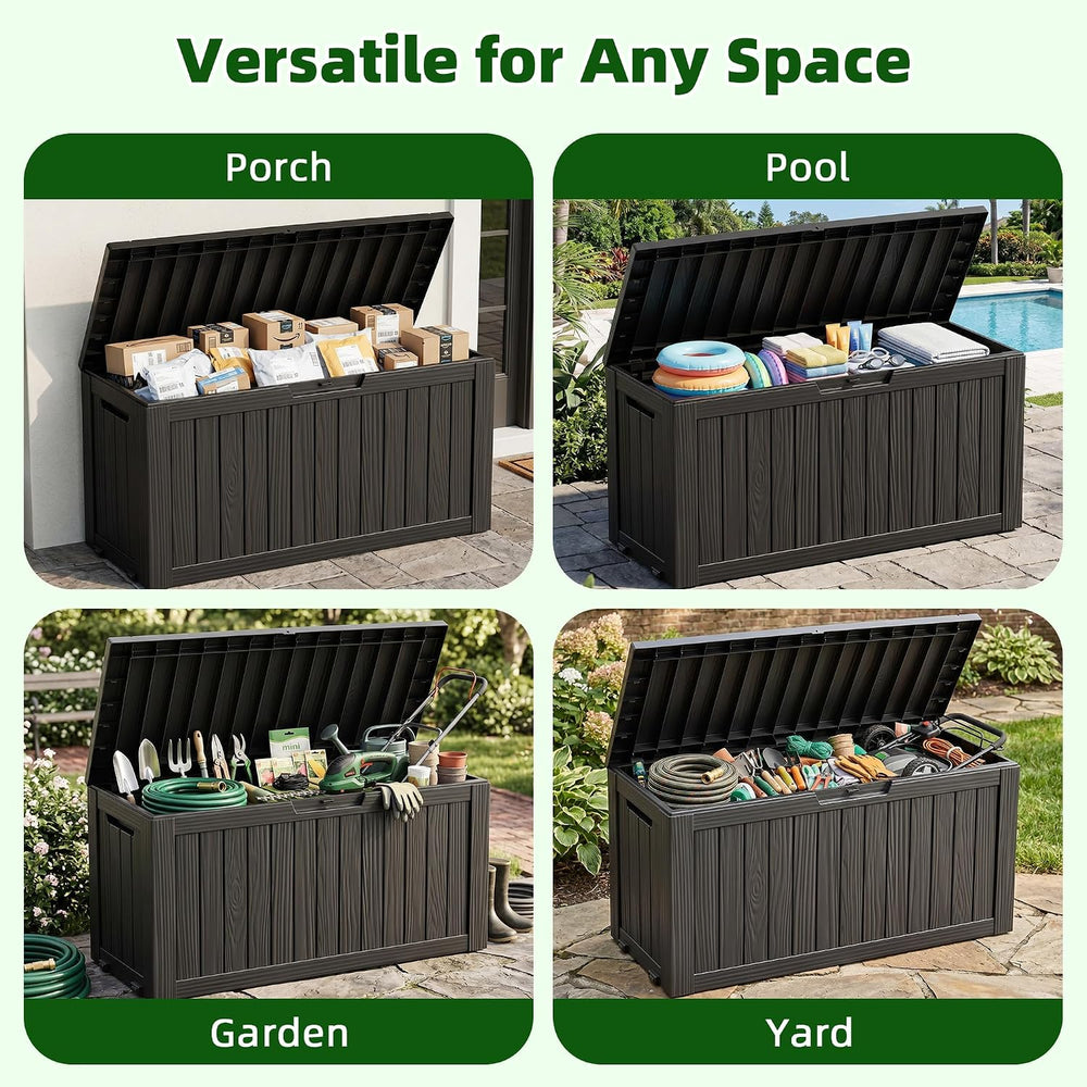 EasyUp 146 Gal Outdoor Storage Box Waterproof Deck Boxes w/Built-in Wheels