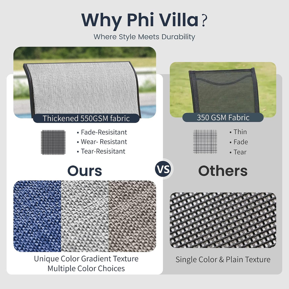 PHI VILLA Outdoor Dining Set for 6, Swivel Mesh Chairs & Metal Table, Grey