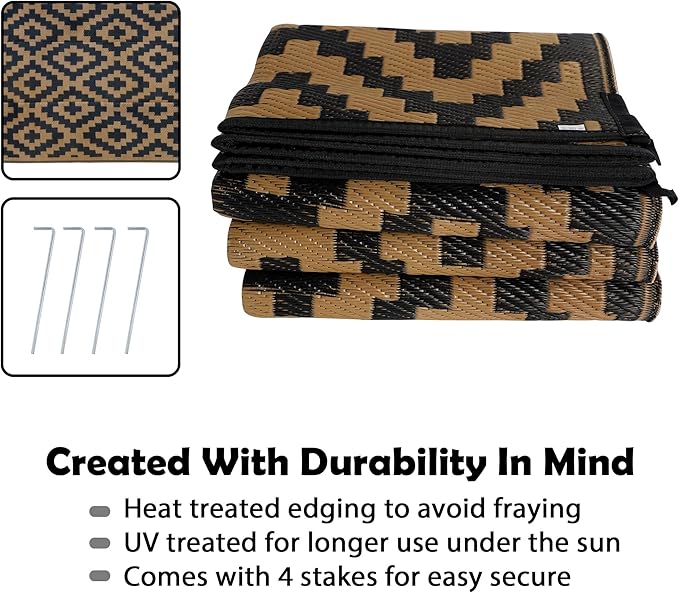 SAND MINE Reversible Mats, Plastic Straw Rug, Modern Area Rug, Large Floor Ma...