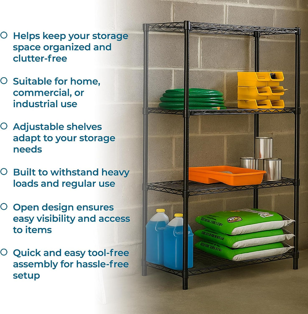 Honey-Can-Do 4-Tier Heavy Duty Adjustable Shelving Unit, 250-lb Per Shelf Met...
